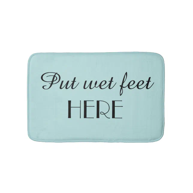 Robins Egg Blue & Black Funny Plush Bath Mat | Zazzle