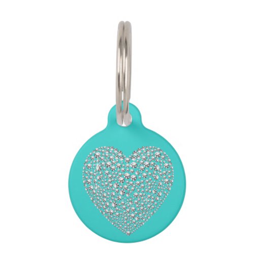 Robins Egg BLue Diamond Heart  Dog Cat Pet ID Pet ID Tag