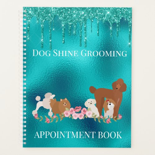 Robins Egg Blue Dog Grooming Glitter Pet Services Planner