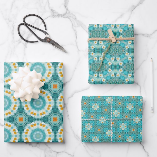 Robin's Egg Blue Geometric Abstract Pattern No1 Wrapping Paper Sheets (Front)