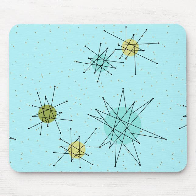 Robin's Egg Blue Iconic Atomic Starbursts Mousepad (Front)