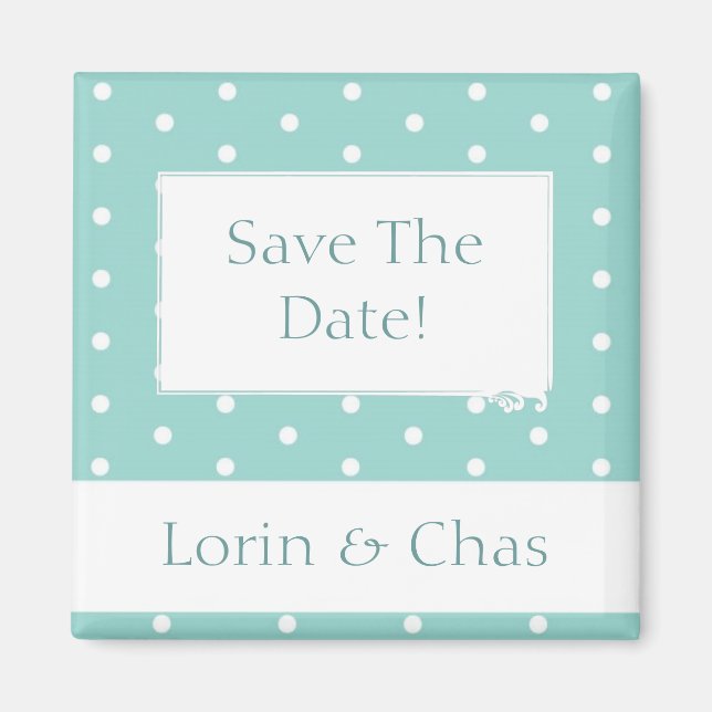 Robin's Egg Blue Jewelry Box with polka dots Magnet (Front)