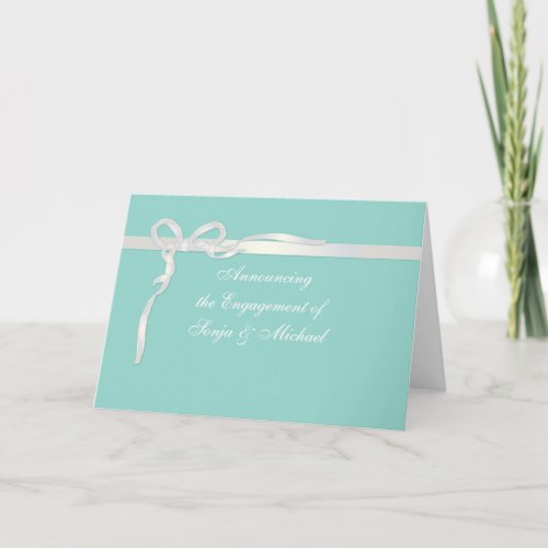 Robins Egg Blue Jewelry Box with White Ribbon Announcement