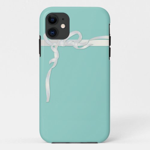 Robins Egg Blue Jewelry Box with White Ribbon iPhone 11 Case