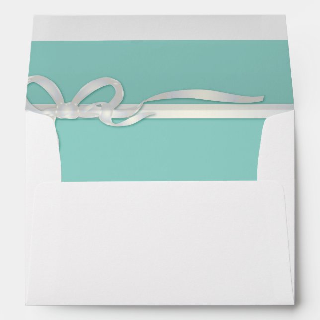 Robin's Egg Blue Jewelry Box with White Ribbon Envelope (Back (Bottom))