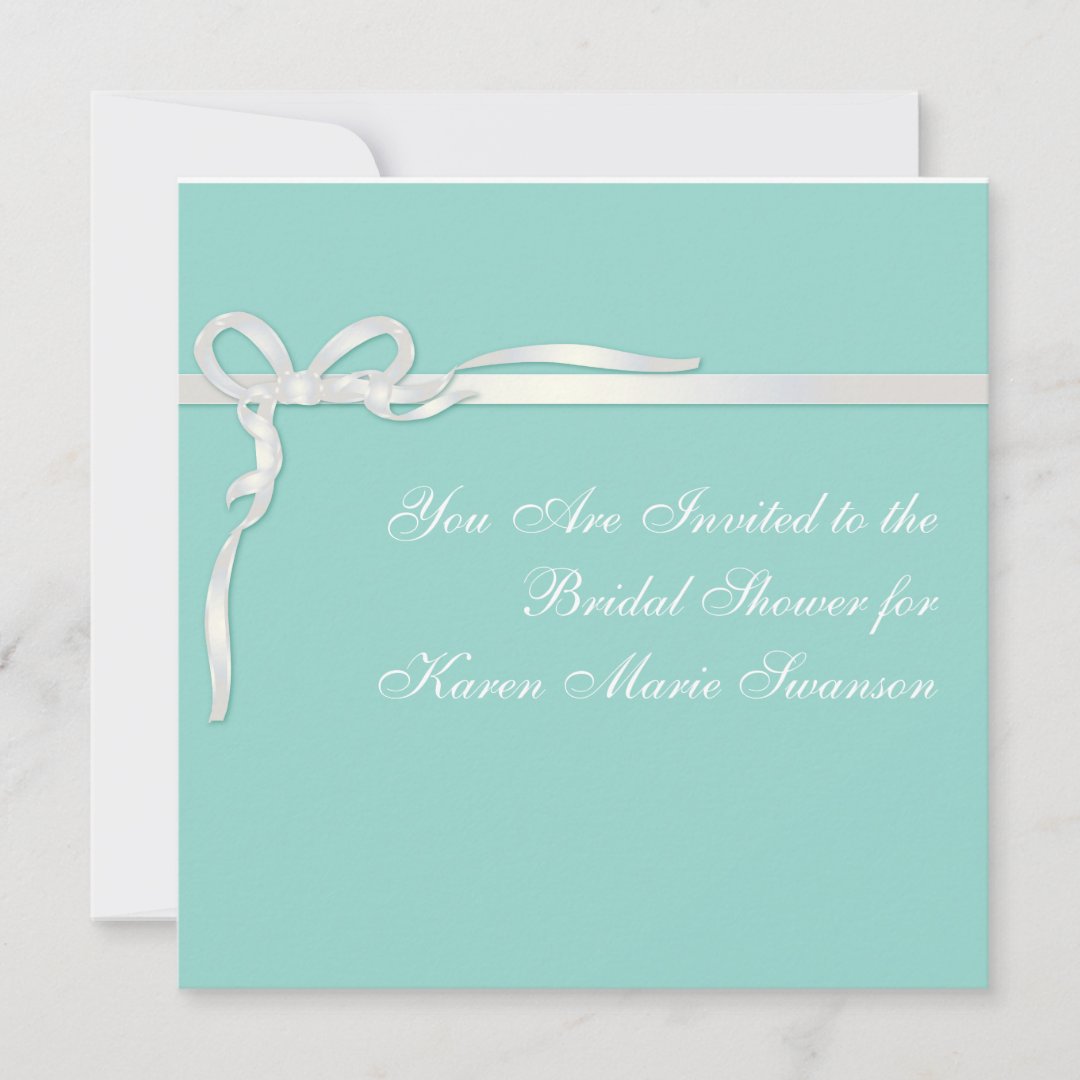 Robin's Egg Blue Jewelry Box with White Ribbon Invitation Zazzle