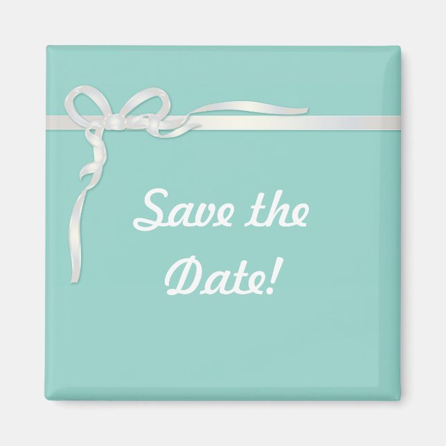 Robin's Egg Blue Jewelry Box with White Ribbon Magnet (Front)