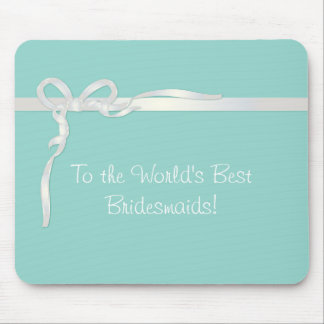 Robin's Egg Blue Jewelry Box with White Ribbon Mouse Pad