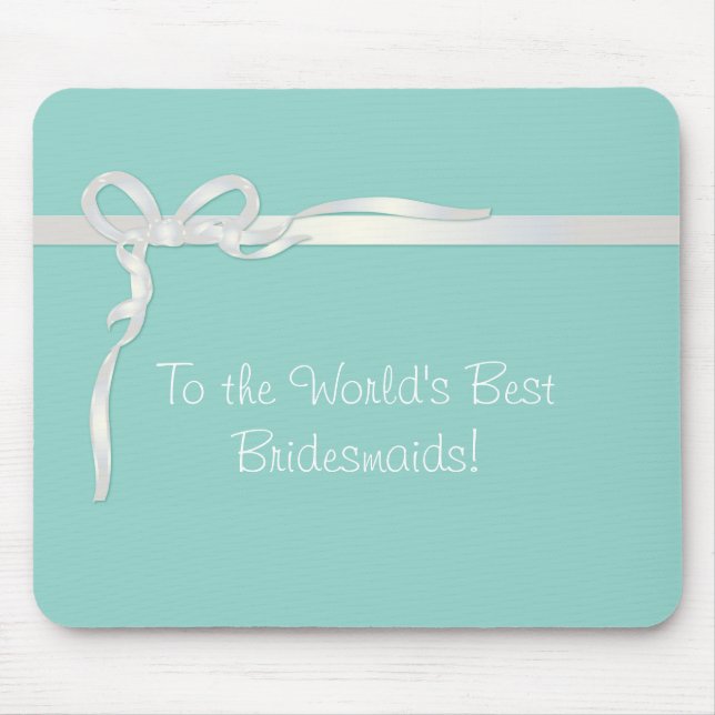 Robin's Egg Blue Jewelry Box with White Ribbon Mouse Pad (Front)