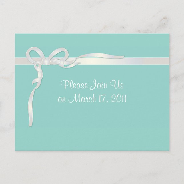 Robin's Egg Blue Jewelry Box with White Ribbon Postcard (Front)