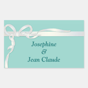 Robin's Egg Blue Jewelry Box with White Ribbon Rectangular Sticker