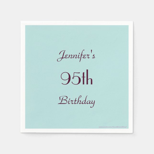 Robins Egg Blue Minimalist 95th Birthday Party Paper Napkins (Front)