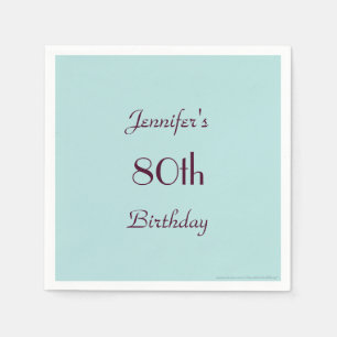 Robins Egg Blue Paper Napkins, 80th Birthday Party Napkins