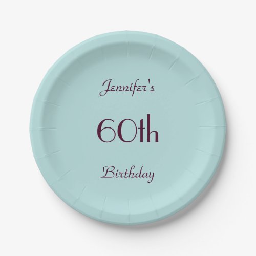 Robins Egg Blue Paper Plates 60th Birthday Party