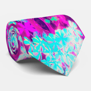 Robin's Egg Blue Peppermint Twist Phlox Flowers Neck Tie