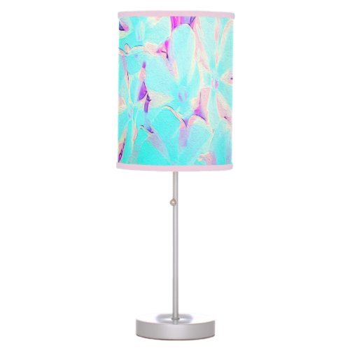 Robins Egg Blue Peppermint Twist Phlox Flowers Table Lamp