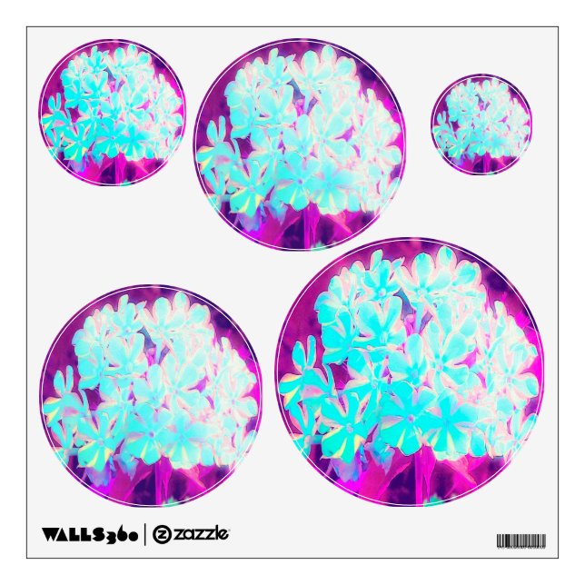 Robin's Egg Blue Peppermint Twist Phlox Flowers Wall Decal (Front)