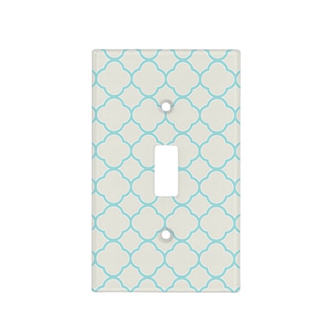 Robin's Egg Blue Quatrefoil Light Switch Cover (Front)