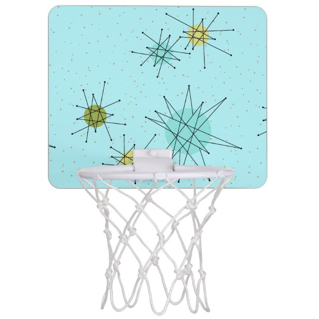 Robin's Egg Blue Starbursts Mini Basketball Hoop (Front)