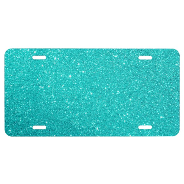 Robin's Egg Blue Teal Turquoise Glitter License Plate (Front)