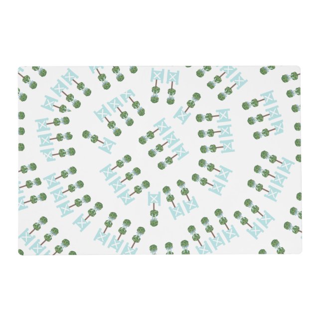 Robin's Egg Blue Topiary Bird  Placemat (Front)