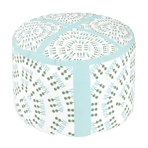 Robins Egg Blue Topiary Garden Quilt Pouf