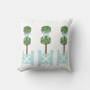 Robin's Egg Blue Topiary Painting Throw Pillow
