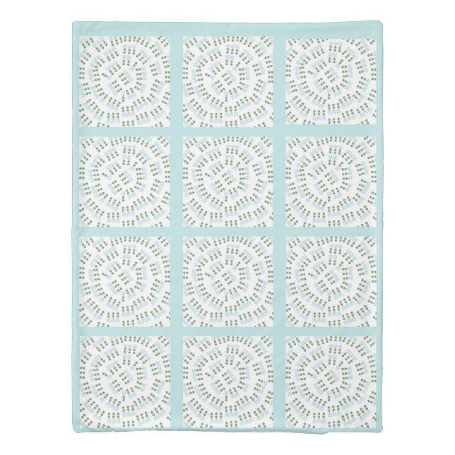 Robin's Egg Blue Topiary Quilt Duvet Cover (Back)