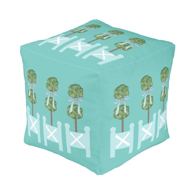 Robin's Egg Blue Topiary Topiaries Pillow  (Angled Front)