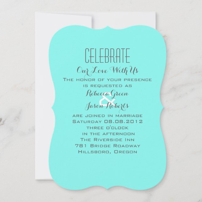 robin's egg blue turquoise aqua blue wedding invitation (Front)