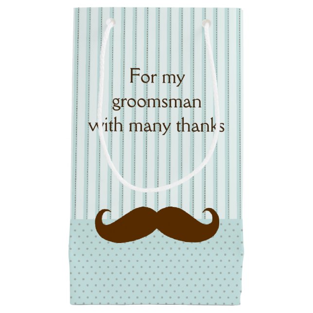 Robins Egg Blue with Mustache Groomsman Gift Bag (Front)