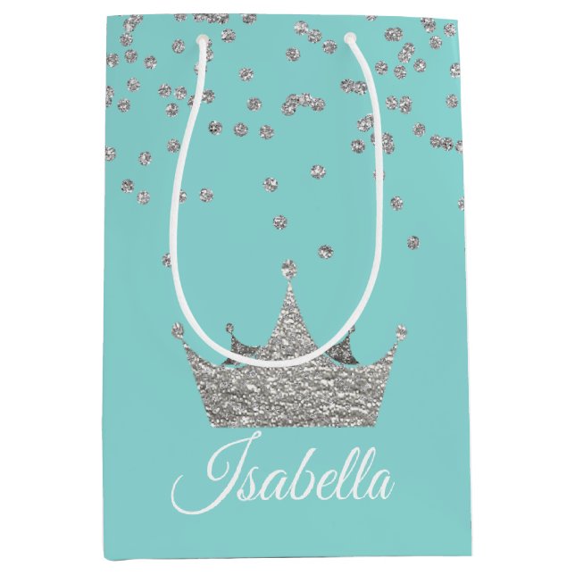 Robins Egg Blue with Silver Crown Gift Bag (Front)