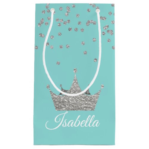 Robins Egg Blue with Silver Crown Small Gift Bag