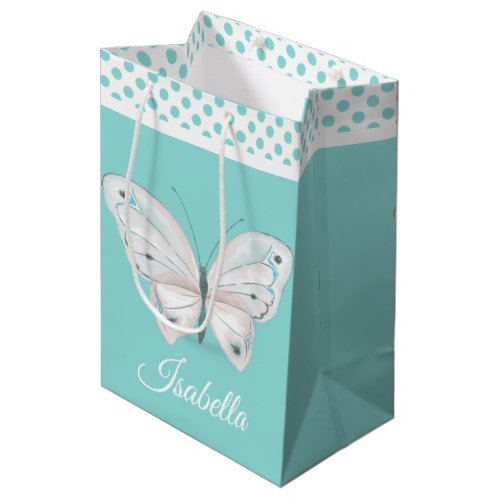 Robins Egg Blue with White Butterfly Gift Bag