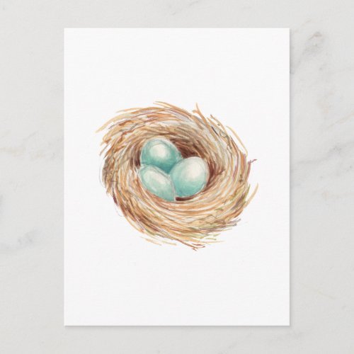 Robins Egg Nest Blue Watercolor Postcard