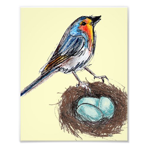 Robins Egg Nest print art Robin Bird 8x10