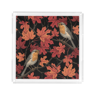 Robins in maple tree acrylic tray