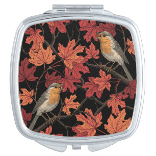 Robins in maple tree compact mirror