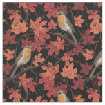 Robins in maple tree fabric