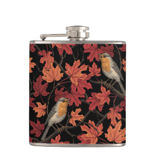 Robins in maple tree flask