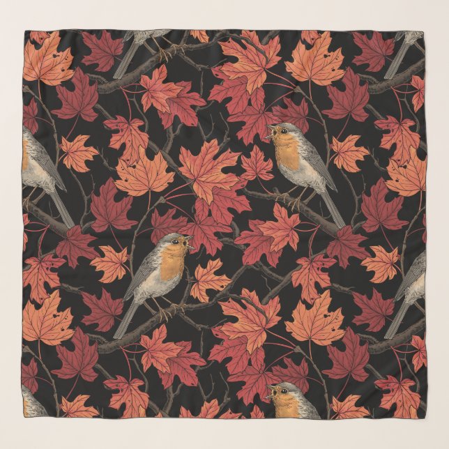 Robins in maple tree scarf (Front)