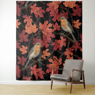 Robins in maple tree tapestry