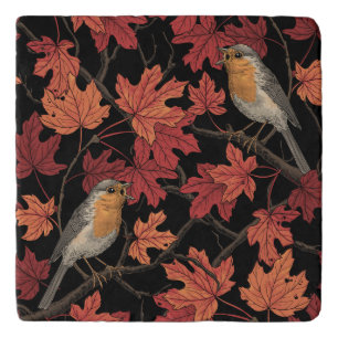 Robins in maple tree trivet