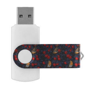 Robins in the apple tree/blue and red flash drive