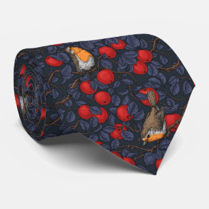 Robins in the apple tree/blue and red neck tie