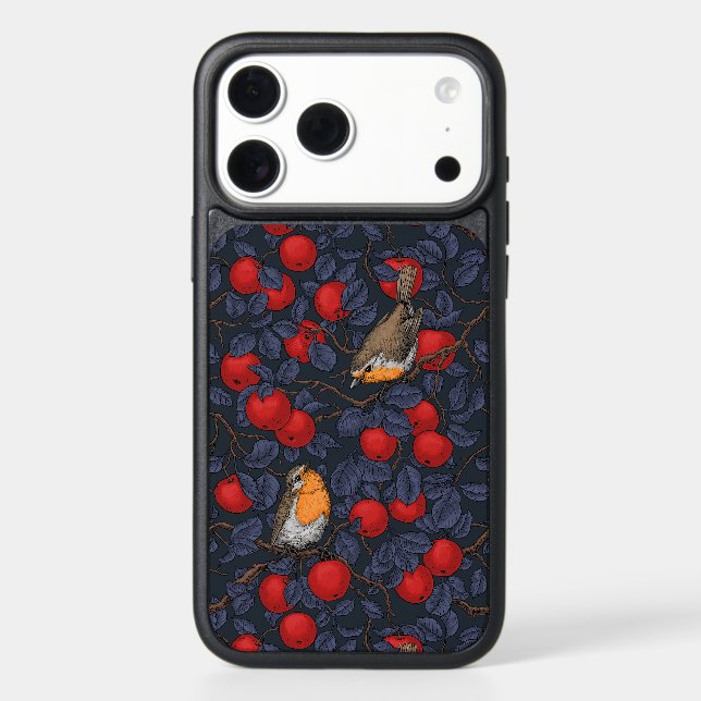 Robins in the apple tree/blue and red  otterbox iPhone case (Back)