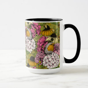 Robins in the garden 2 mug