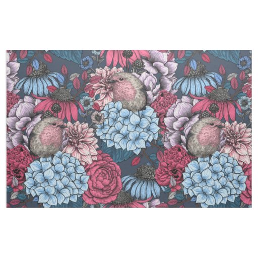 Robins in the garden 3 fabric