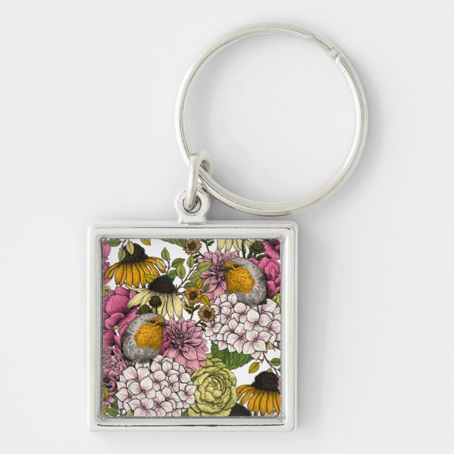 Robins in the garden keychain (Front)