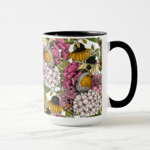 Robins in the garden mug